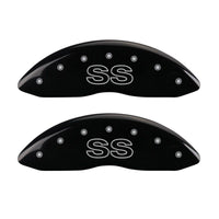 MGP 4 Caliper Covers Engraved Front & Rear Classic/SS Black finish silver ch - 14027SSSCBK