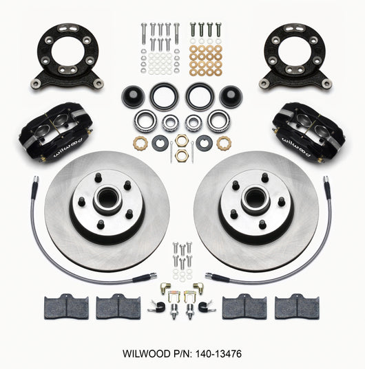 Wilwood Forged Dynalite-M Front Kit 11.30in 1 PC Rotor&Hub 1965-1969 Mustang Disc & Drum Spindle - 140-13476