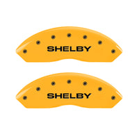 MGP 4 Caliper Covers Engraved Front Shelby Rear Snake Yellow Finish Black Char 2007 Ford Mustang - 10197SSBYYL