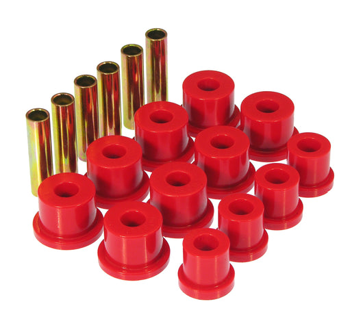 Prothane 81-87 GM K30 Rear Spring & Shackle Bushings (w/ 1 3/8in OD Frame Shackle Bush) - Red - 7-1006