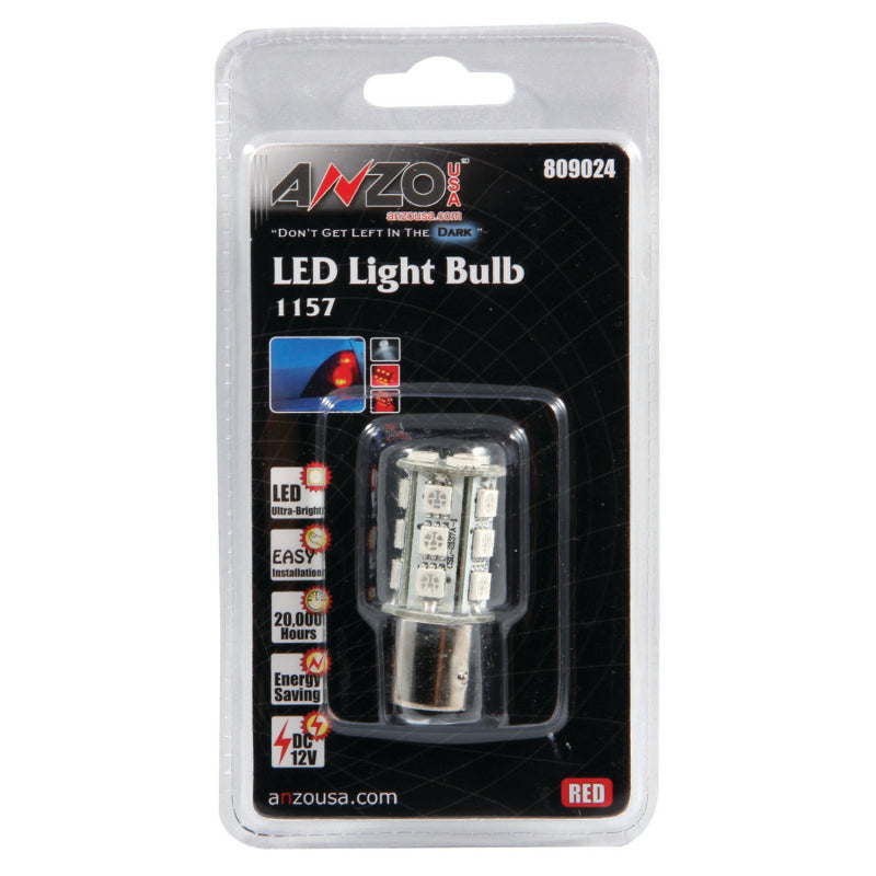 ANZO LED Bulbs Universal LED 1157 Red - 18 LEDs 1 3/4in Tall - 809024