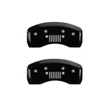 MGP 4 Caliper Covers Engraved Front JEEP Engraved Rear JEEP Grill logo Black finish silver ch - 42003SJPLBK