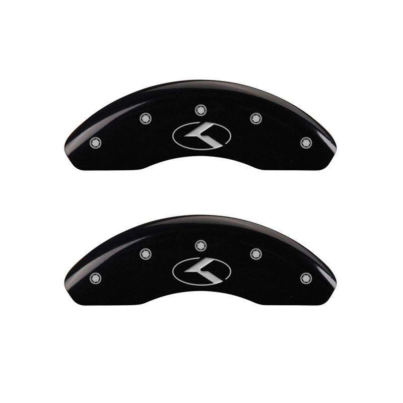 MGP 4 Caliper Covers Engraved Front & Rear Circle K/Kia Black finish silver ch - 21181SCRKBK