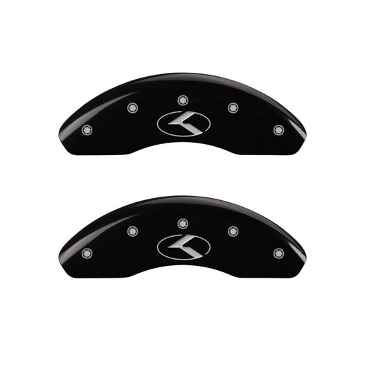 MGP 4 Caliper Covers Engraved Front & Rear Circle K/Kia Black finish silver ch - 21186SCRKBK