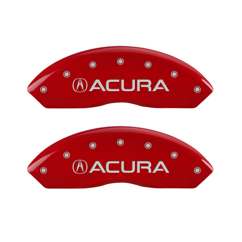 MGP 4 Caliper Covers Engraved Front Acura Engraved Rear TLX Red finish silver ch - 39018STLXRD