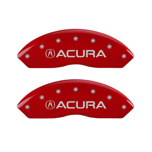 MGP 4 Caliper Covers Engraved Front & Rear Acura Red finish silver ch - 39014SACURD
