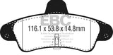 EBC 2001-2003 Mercury Cougar 2.0L Redstuff Rear Brake Pads - DP3965/2C