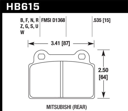 Hawk EVO X Performance Ceramic Street Rear Brake Pads - HB615Z.535