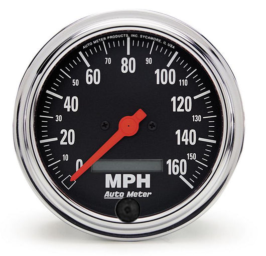 Autometer Traditional Chrome 3-3/8in 160 MPH Electric Speedometer w/ LCD Odometer - 2489