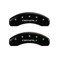MGP 4 Caliper Covers Engraved Front & Rear Denali Black Finish Silver Char 2017 GMC Canyon - 34209SDNLBK