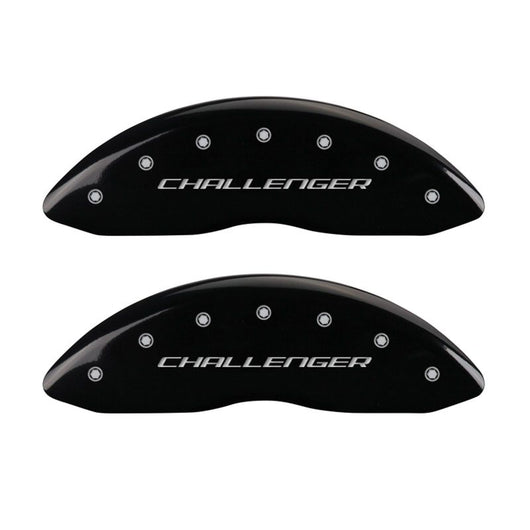 MGP 4 Caliper Covers Engraved Front & Rear Block/Challenger Black finish silver ch - 12088SCLBBK