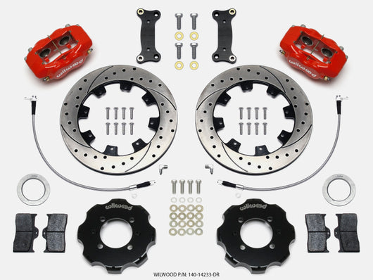 Wilwood Forged Dynalite Front Hat Kit 12.19in Drilled Red 2016-Up Mazda MX5 Miata w/ Lines - 140-14233-DR