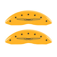 MGP 4 Caliper Covers Engraved Front & Rear Style 2/Chrysler Wing Yellow finish black ch - 32003SCW2YL