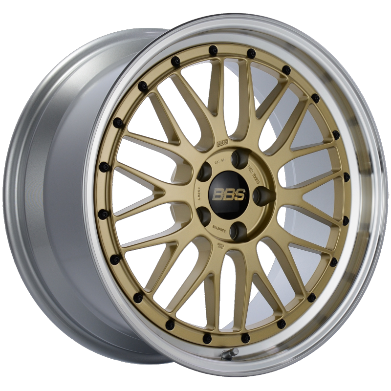 BBS LM 19x9 5x112 ET42 Gold Center Diamond Cut Lip Wheel -82mm PFS/Clip Required - LM250GPK