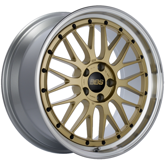 BBS LM 19x9 5x112 ET42 Gold Center Diamond Cut Lip Wheel -82mm PFS/Clip Required - LM250GPK