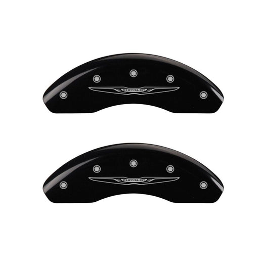 MGP 4 Caliper Covers Engraved Front & Rear Style 2/Chrysler Wing Black finish silver ch - 32022SCW2BK