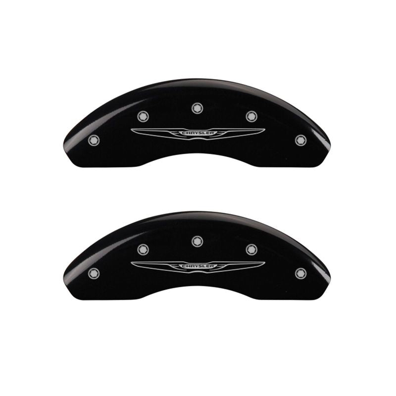 MGP 4 Caliper Covers Engraved Front & Rear Style 2/Chrysler Wing Black finish silver ch - 32023SCW2BK