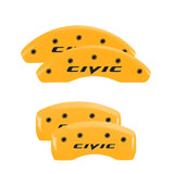 MGP 4 Caliper Covers Engraved Front 2015/Civic Engraved Rear 2015/Civic Yellow finish black ch - 20197SCIVYL