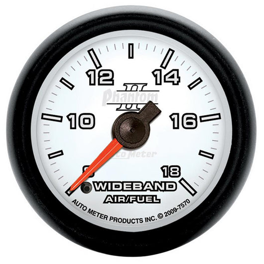 Autometer Phantom II 52mm Full Sweep Electronic 8:1-18:1 AFR Wideband Air/Fuel Ratio Analog Guage - 7570