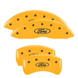 MGP 4 Caliper Covers Engraved Front & Rear Oval logo/Ford Yellow finish black ch - 10229SFRDYL