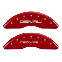 MGP 4 Caliper Covers Engraved Front & Rear Denali Red finish silver ch - 34003SDNLRD