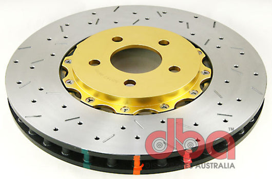 DBA 05-10 Mustang GT V8 Shelby Edition Front Drilled & Slotted 5000 Series 2 Piece Rotor Assembled w - 52124GLDXS