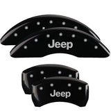 MGP 4 Caliper Covers Engraved Front & Rear JEEP Black finish silver ch - 42010SJEPBK