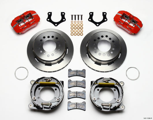 Wilwood Dynapro Low-Profile 11.00in P-Brake Kit - Red Mopar/Dana 2.50in Off w/Snap Ring Brng - 140-11386-R