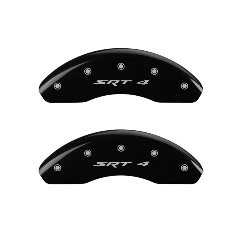 MGP 4 Caliper Covers Engraved Front & Rear SRT4 Black finish silver ch - 12127SSR4BK