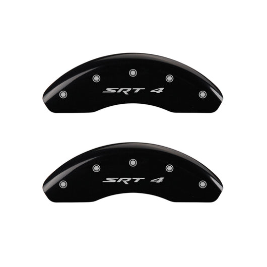 MGP 4 Caliper Covers Engraved Front & Rear SRT4 Black finish silver ch - 12127SSR4BK