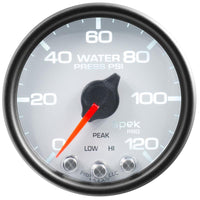 Autometer Spek-Pro Gauge Water Press 2 1/16in 120psi Stepper Motor W/Peak & Warn Wht/Blk - P34512
