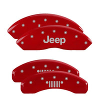 MGP 4 Caliper Covers Engraved Front JEEP Engraved Rear JEEP Grill logo Red finish silver ch - 42014SJPLRD
