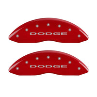 MGP 4 Caliper Covers Engraved Front & Rear With out stripes/Dodge Red finish silver ch - 12088SDD4RD