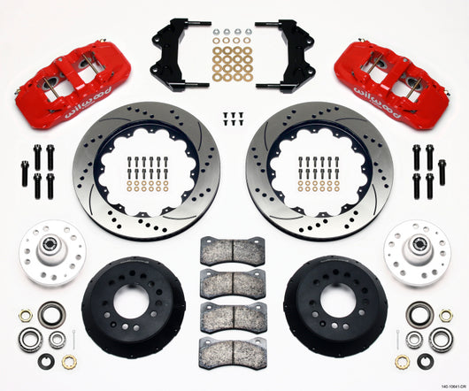 Wilwood AERO6 Front Hub Kit 14.00 Drilled-Red WWE ProSpindle - 140-10641-DR