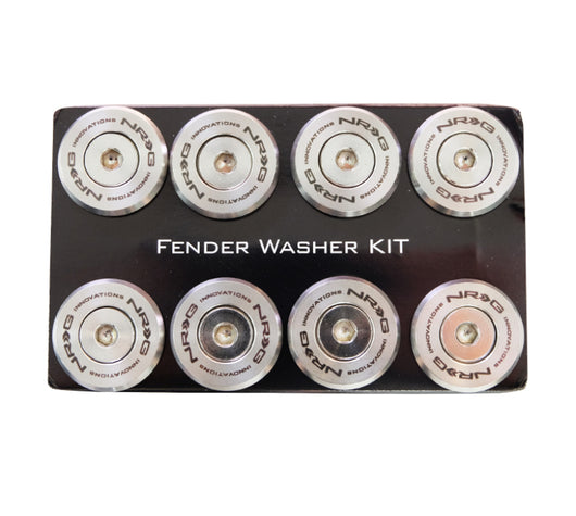 NRG M Style Fender Washer Kit TI Series M6 Bolts For Metal (Silver Washer/Silver Screw) - Set of 10 - FW-380SS