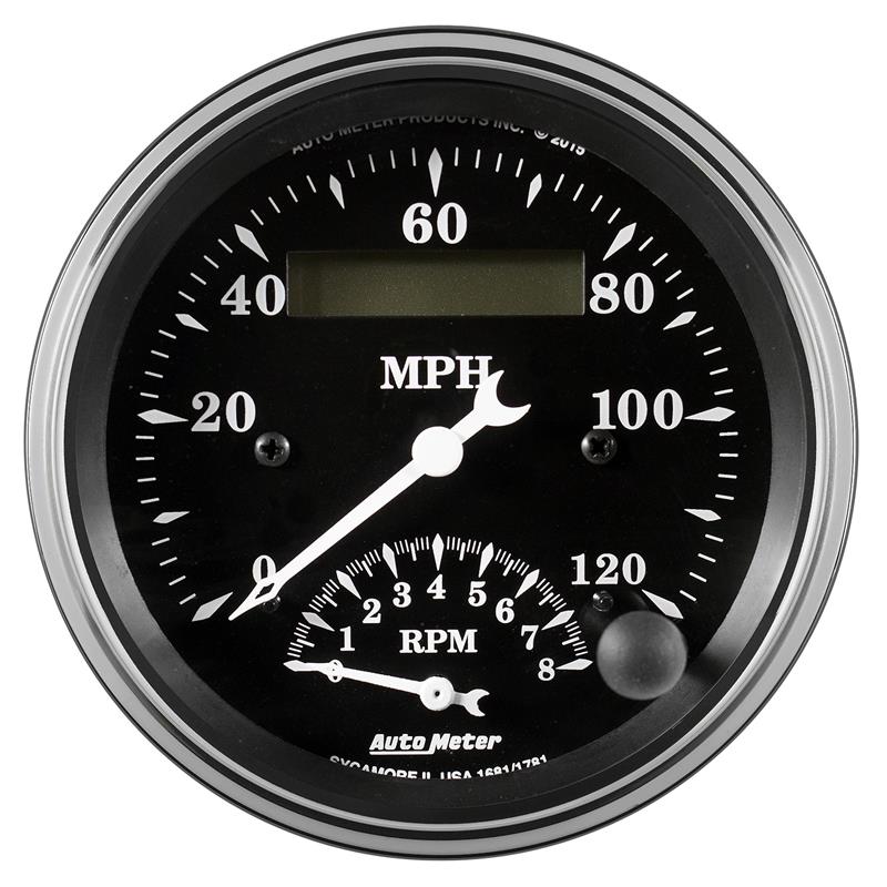 Auto Meter Gauge Tach/Speedo 3 3/8in 120mph & 8k RPM Elec. Program. Old Tyme Blk - 1781