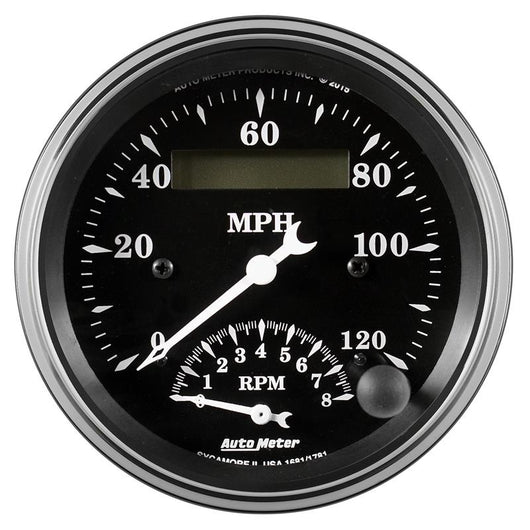 Auto Meter Gauge Tach/Speedo 3 3/8in 120mph & 8k RPM Elec. Program. Old Tyme Blk - 1781