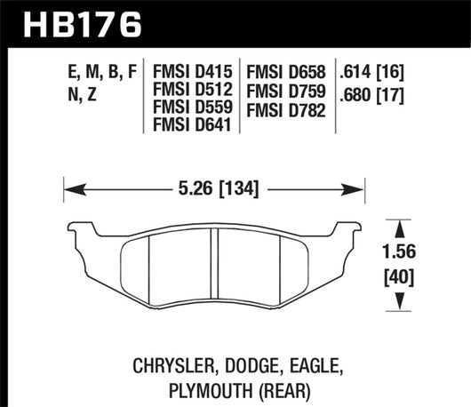 Hawk SRT4 HP+ Street Rear Brake Pads - HB176N.614