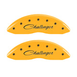 MGP 4 Caliper Covers Engraved Front Cursive/Challenger Engraved Rear RT Yellow finish black ch - 12181SCLRYL