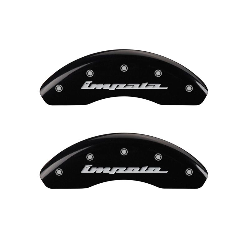 MGP 4 Caliper Covers Engraved Front & Rear Impala Black finish silver ch - 14223SIMPBK
