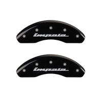 MGP 4 Caliper Covers Engraved Front & Rear Impala Black finish silver ch - 14223SIMPBK
