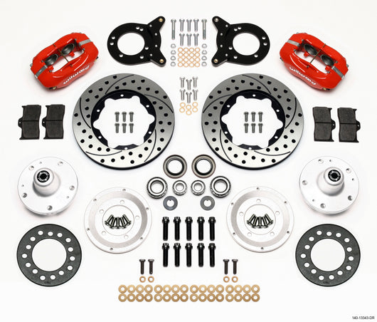 Wilwood Dynapro Dust-Boot Front Kit 11.00in Dril Red 1965-1969 Mustang Disc & Drum Spindle - 140-13343-DR