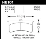Hawk AP Racing Essex / Brakeman / CNC / Coleman / Outlaw / Wilwood DTC-70 Race Brake Pads - HB101U.800
