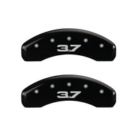 MGP 4 Caliper Covers Engraved Front 2015/Mustang Engraved Rear 2015/37 Black finish silver ch - 10204SM32BK