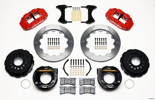 Wilwood Narrow Superlite 4R Rear P-Brk Kit 12.88in Red Ford 8.8 w/2.5in Offset-5 Lug - 140-9223-R