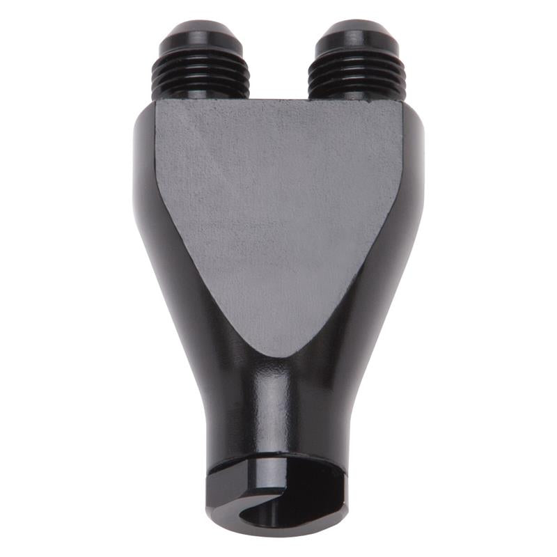 Russell Performance Billet Y-Block Adapter 3/8in SAE Qick Disconnect (2) -6AN Male Flare Black - 644143