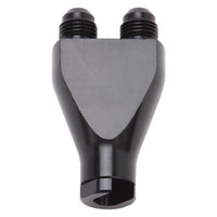 Russell Performance Billet Y-Block Adapter 3/8in SAE Qick Disconnect (2) -6AN Male Flare Black - 644143