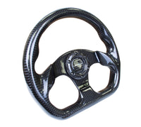 NRG Carbon Fiber Steering Wheel (320mm) Flat Bottom w/Shiny Black Carbon - ST-009CF/BK