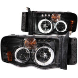 ANZO 2002-2005 Dodge Ram 1500 Projector Headlights w/ Halo Black (CCFL) G2 - 111166