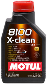 Motul 1L Synthetic Engine Oil 8100 5W40 X-CLEAN C3 -505 01-502 00-505 00-LL04-229.51-229.31 - 102786